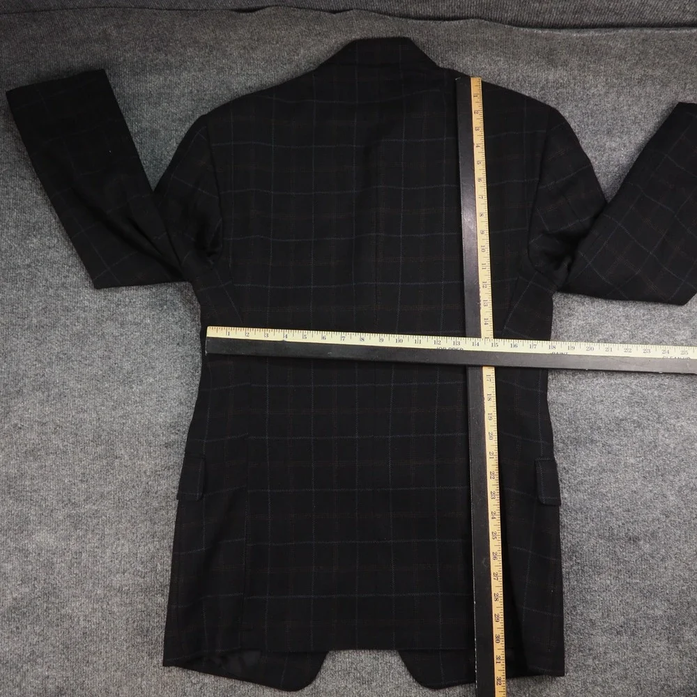 Colombo Cashmere Blazer Mens 34L Navy Plaid Made in Italy Sport Coat